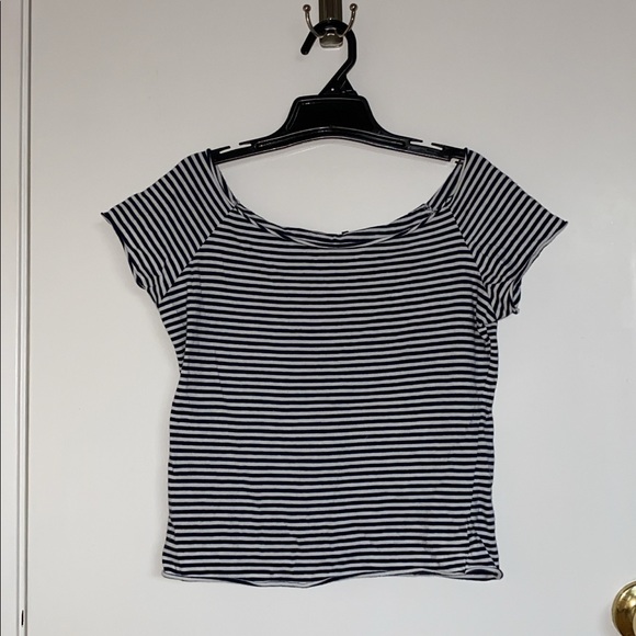 Brandy Melville blue/white stripe off-the-shoulder - Picture 1 of 2